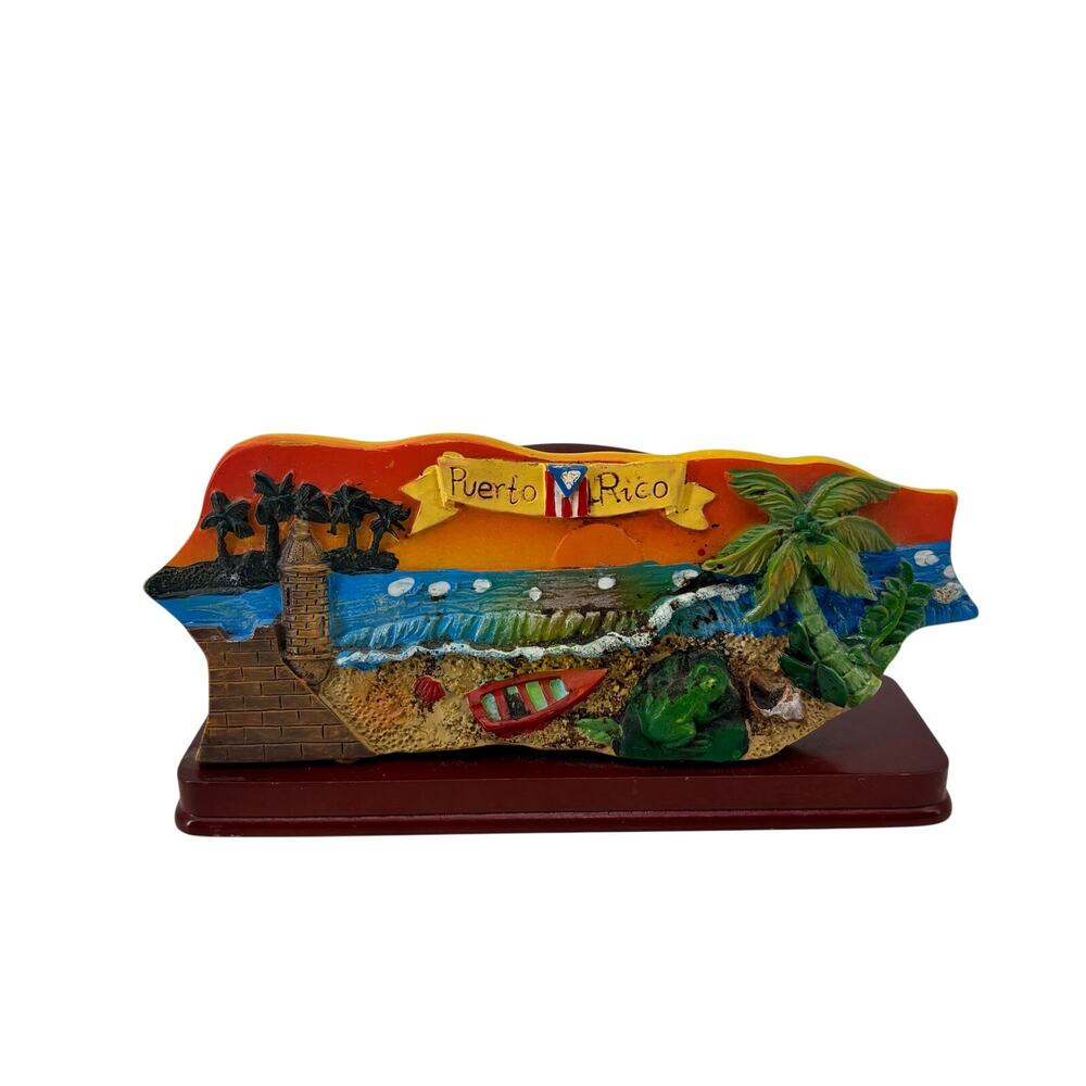 Puerto Rico Letter Holder Tropical Sunrise Boat Ocean Coconut Trees